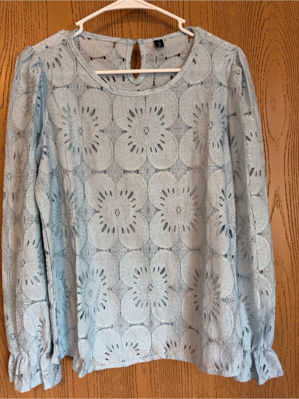 Luxveer Light Blue Eyelet Lace Top